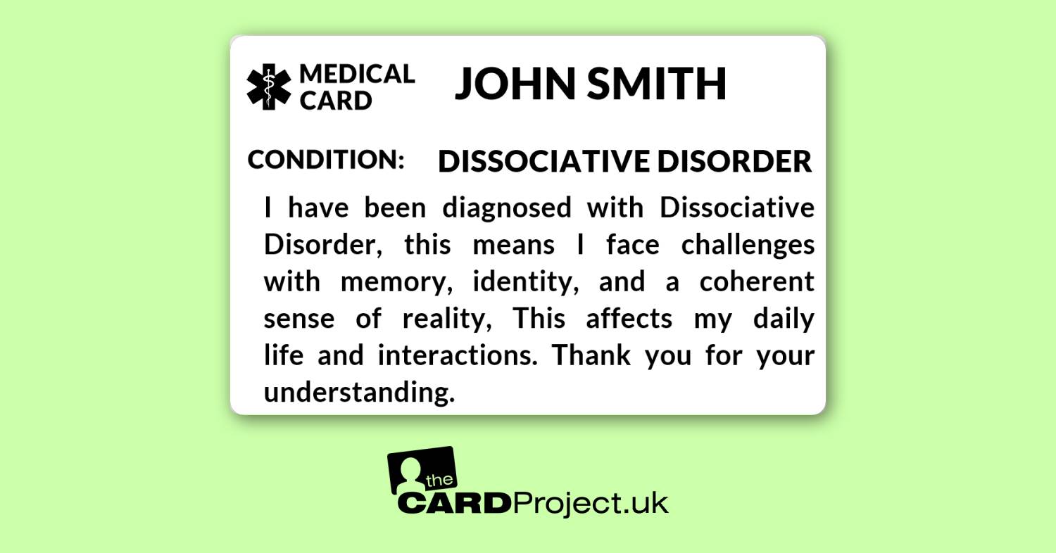 Dissociative Disorder Mono Medical ID Card (FRONT)